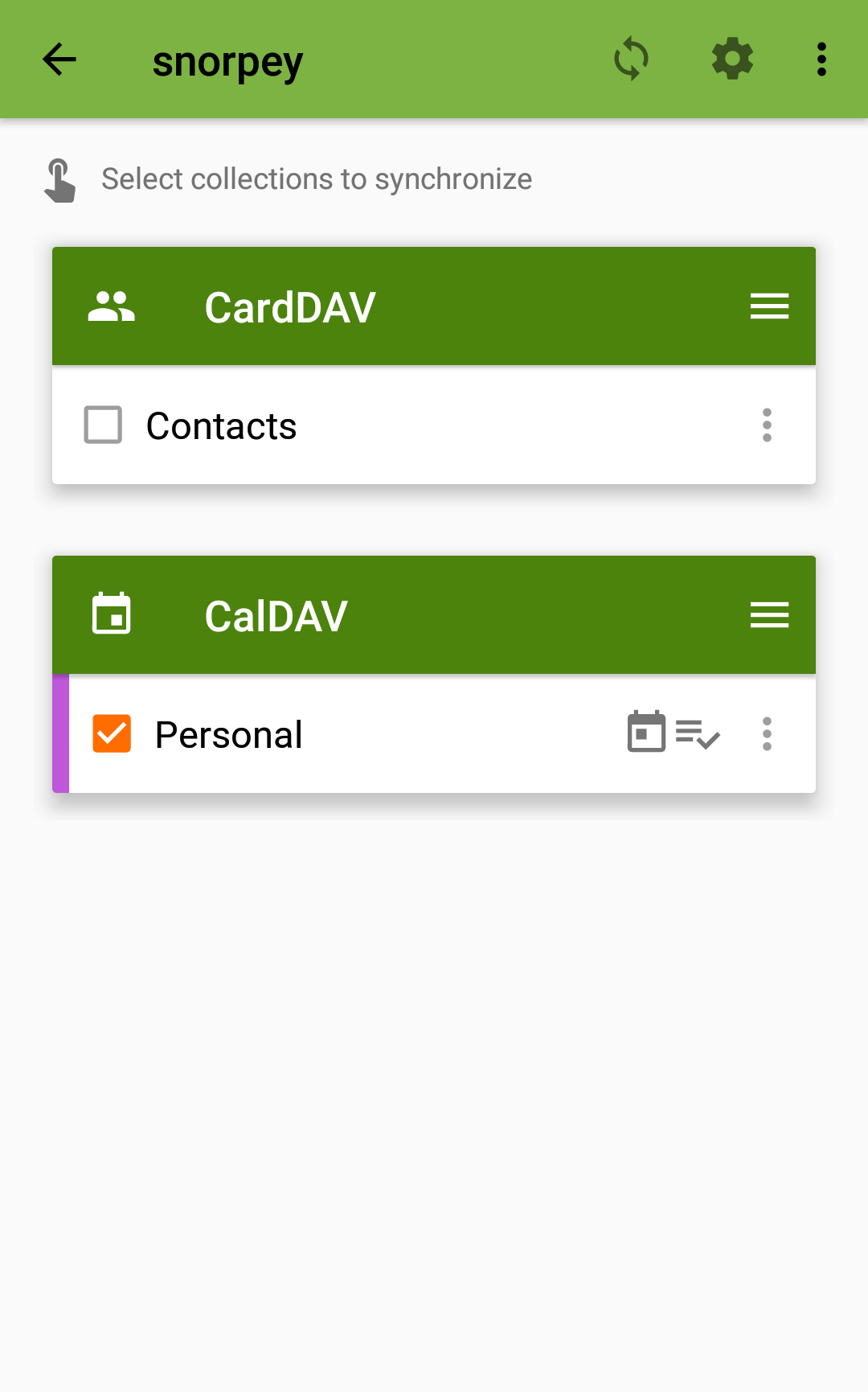 Screenshot of an Android app for creating a CalDAV account
