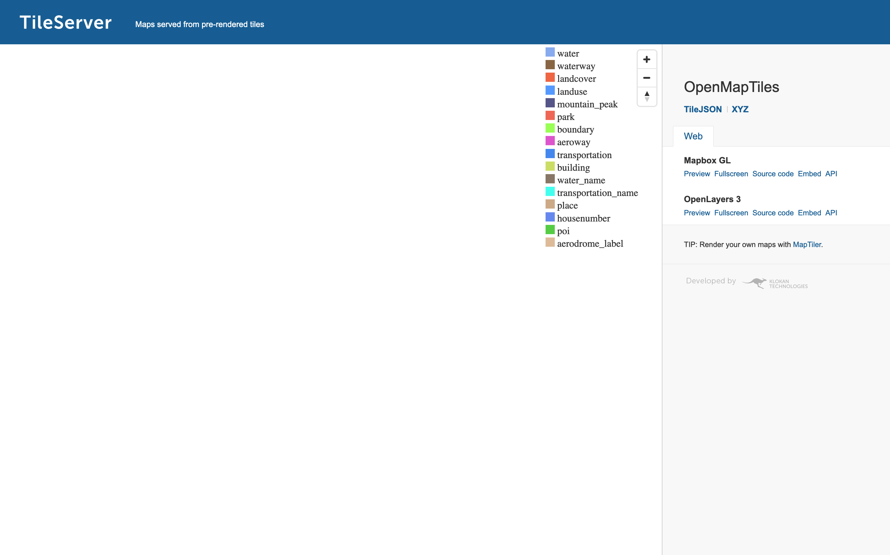 the tileserver browser interface