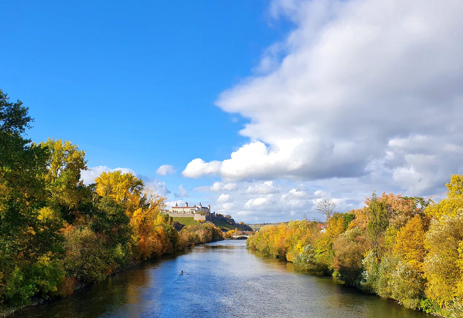 rower on Main river in Würzburg, Germany